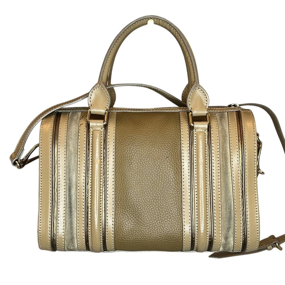Burberry Alchester Leather Suede Two Way Bowler Bag Zip Close Gold Tone Hardware - Picture 4 of 10